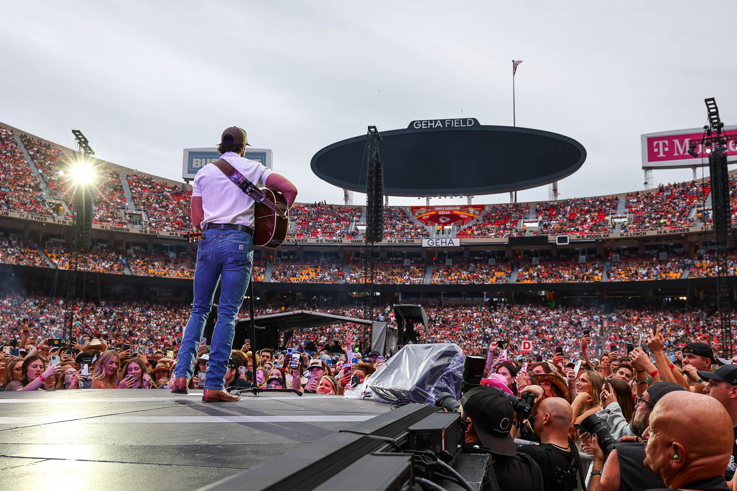 Riley Green performing at GEHA Field at Arrowhead Stadium in Kansas City, Missouri on June 10, 2023.