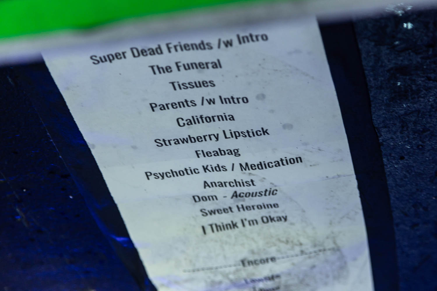 YUNGBLUD's setlist at Uptown Theater in Kansas City, Missouri on July 25, 2023.