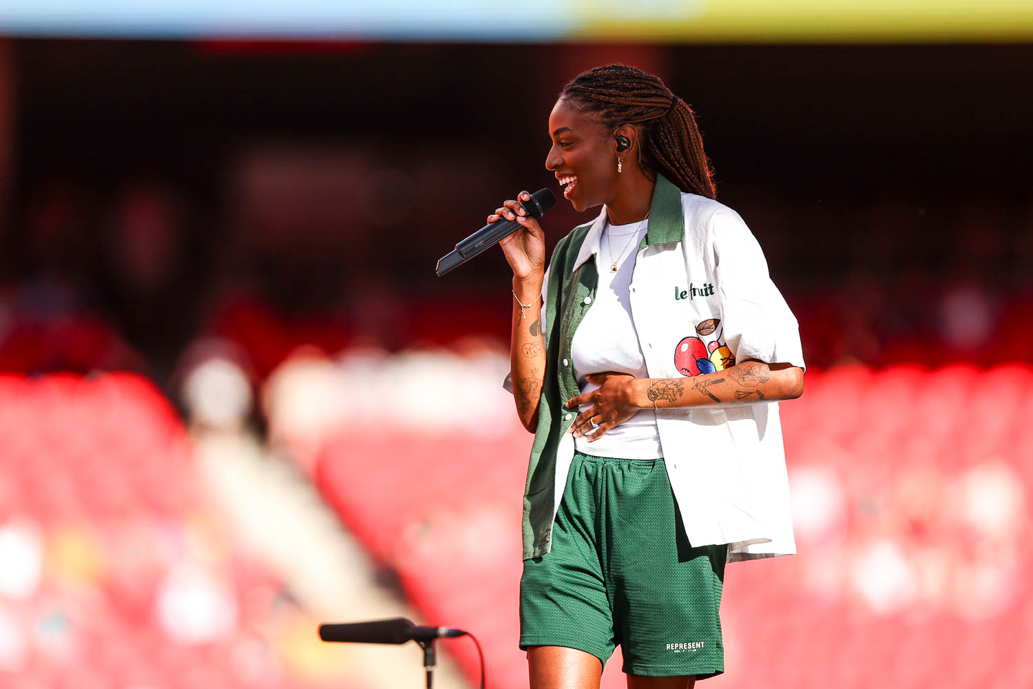 Cat Burns performing at GEHA Field at Arrowhead Stadium on Saturday, August 5, 2023.