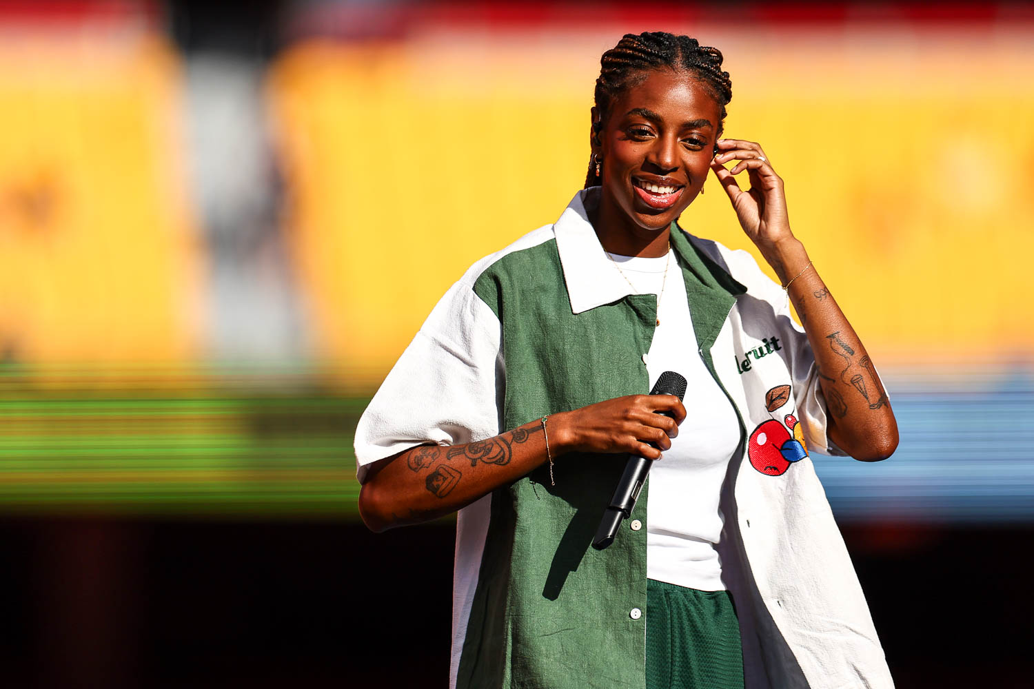 Cat Burns performing at GEHA Field at Arrowhead Stadium on Saturday, August 5, 2023.