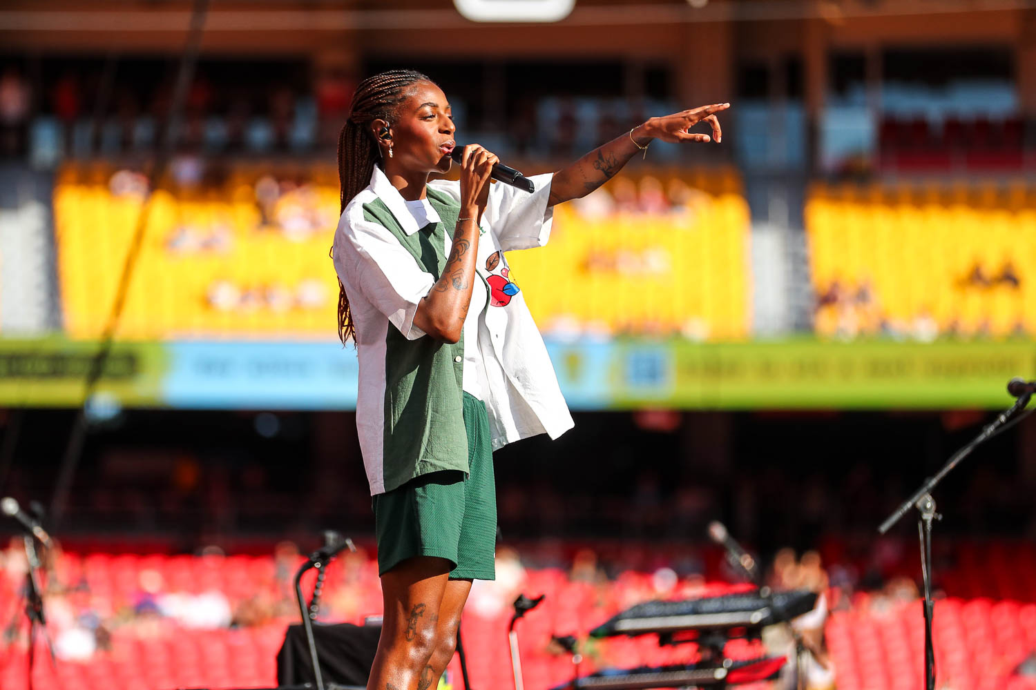 Cat Burns performing at GEHA Field at Arrowhead Stadium on Saturday, August 5, 2023.