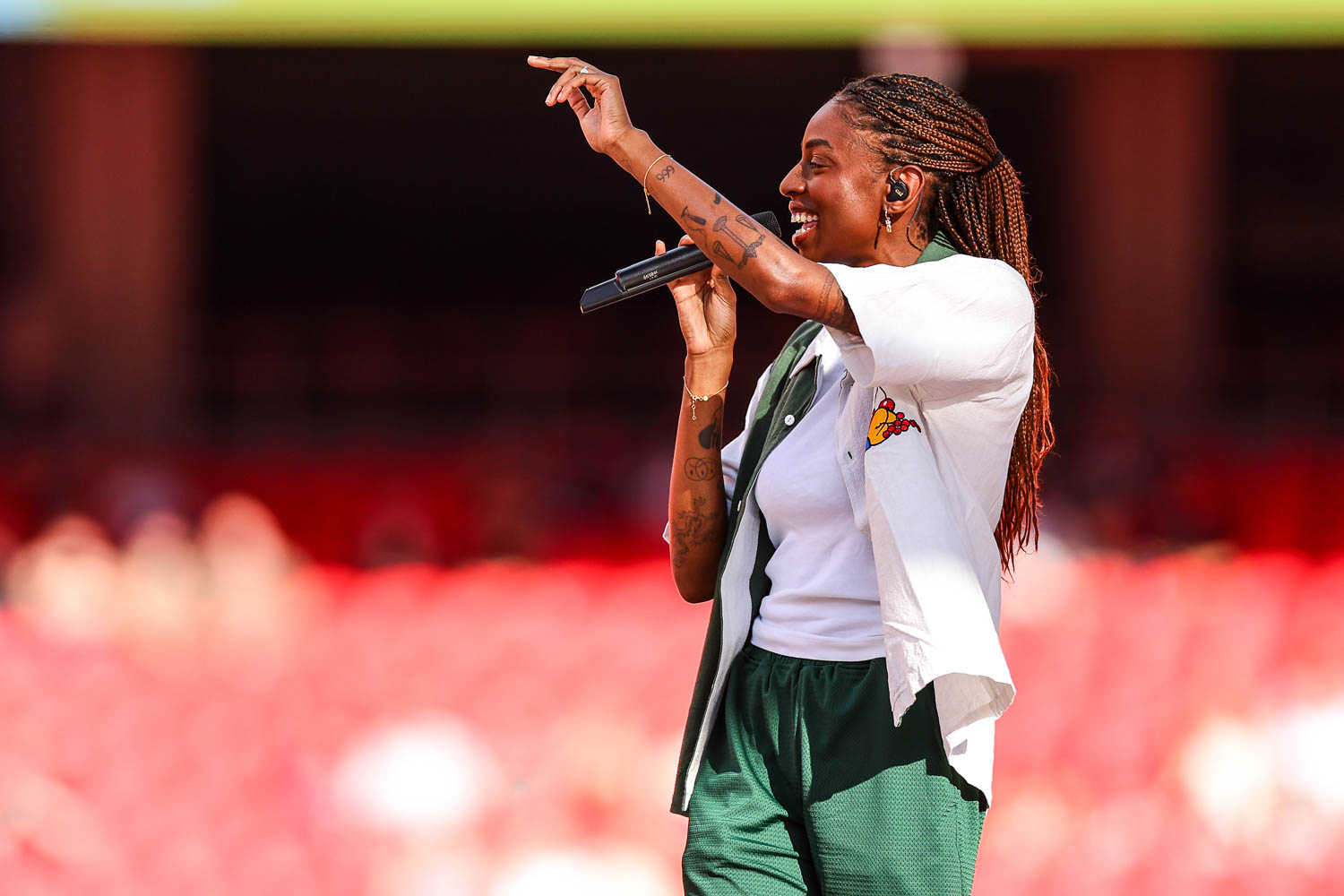 Cat Burns performing at GEHA Field at Arrowhead Stadium on Saturday, August 5, 2023.