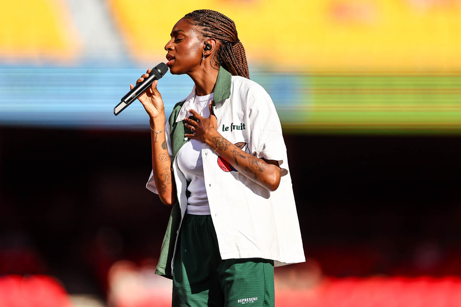 Cat Burns performing at GEHA Field at Arrowhead Stadium on Saturday, August 5, 2023.