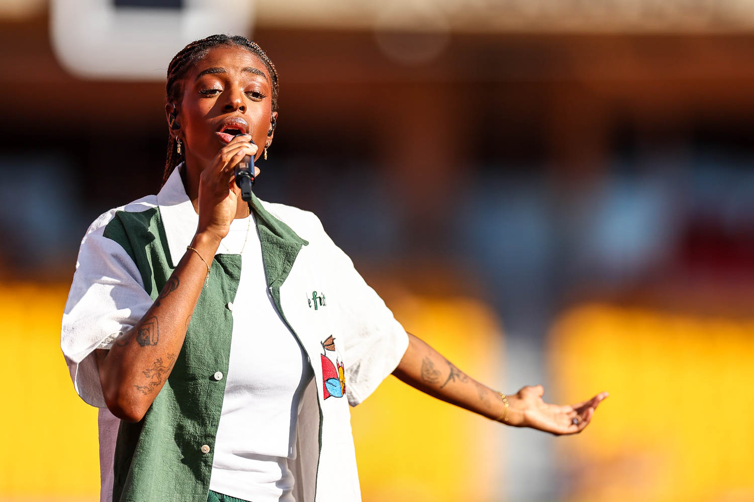 Cat Burns performing at GEHA Field at Arrowhead Stadium on Saturday, August 5, 2023.