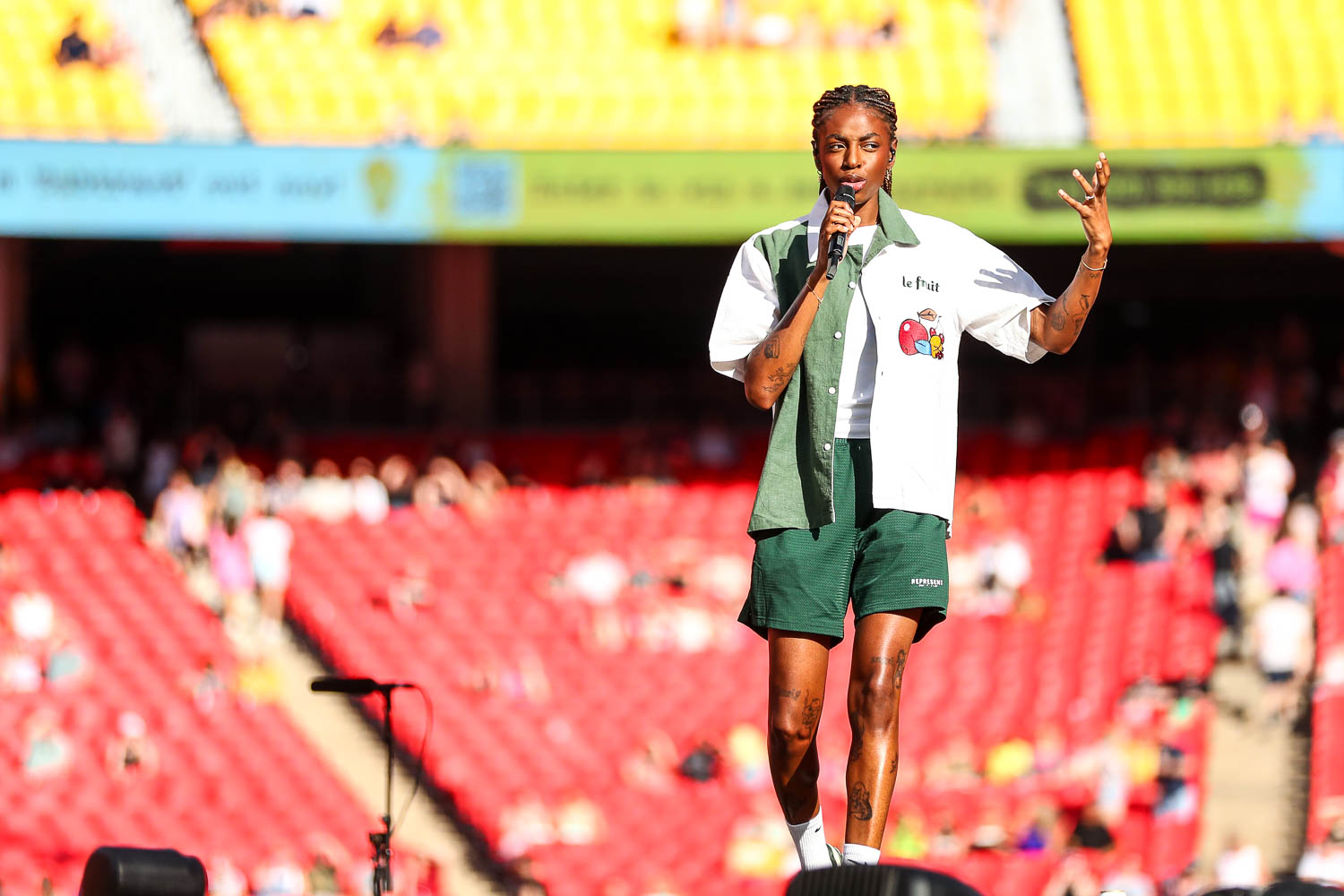 Cat Burns performing at GEHA Field at Arrowhead Stadium on Saturday, August 5, 2023.