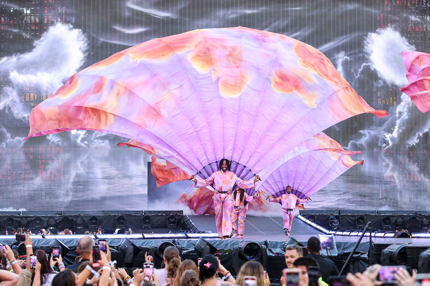 Taylor Swift performing at GEHA Field at Arrowhead Stadium on July 7, 2023.