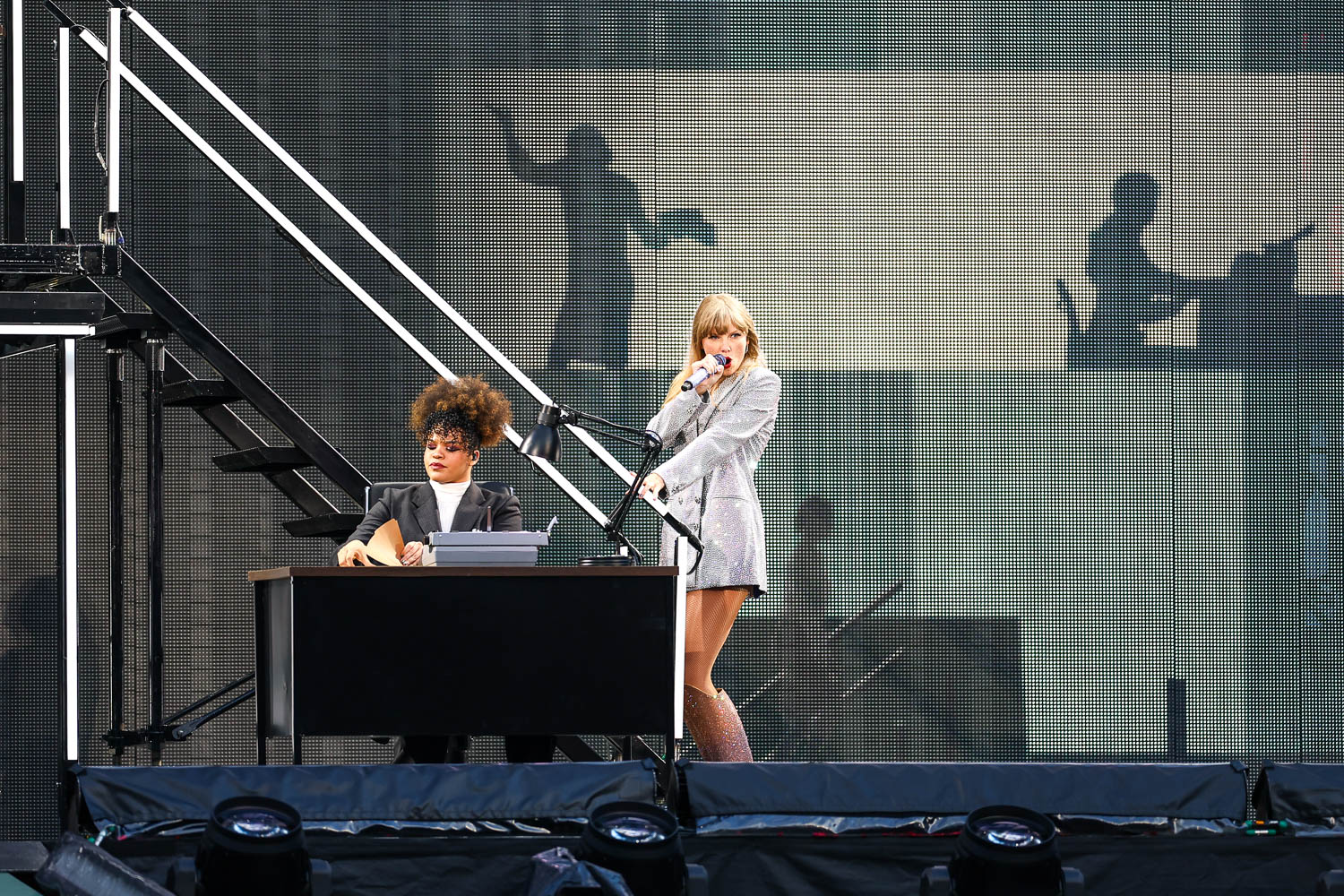 Taylor Swift performing at GEHA Field at Arrowhead Stadium on July 7, 2023.