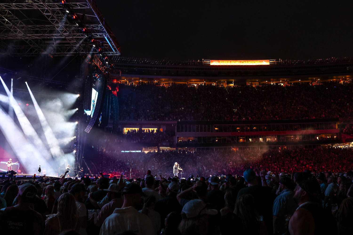 Luke Combs performing at GEHA Field at Arrowhead Stadium on Saturday, June 10, 2023.