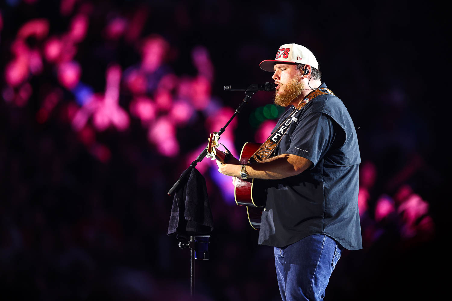 Luke Combs performing at GEHA Field at Arrowhead Stadium on Saturday, June 10, 2023.