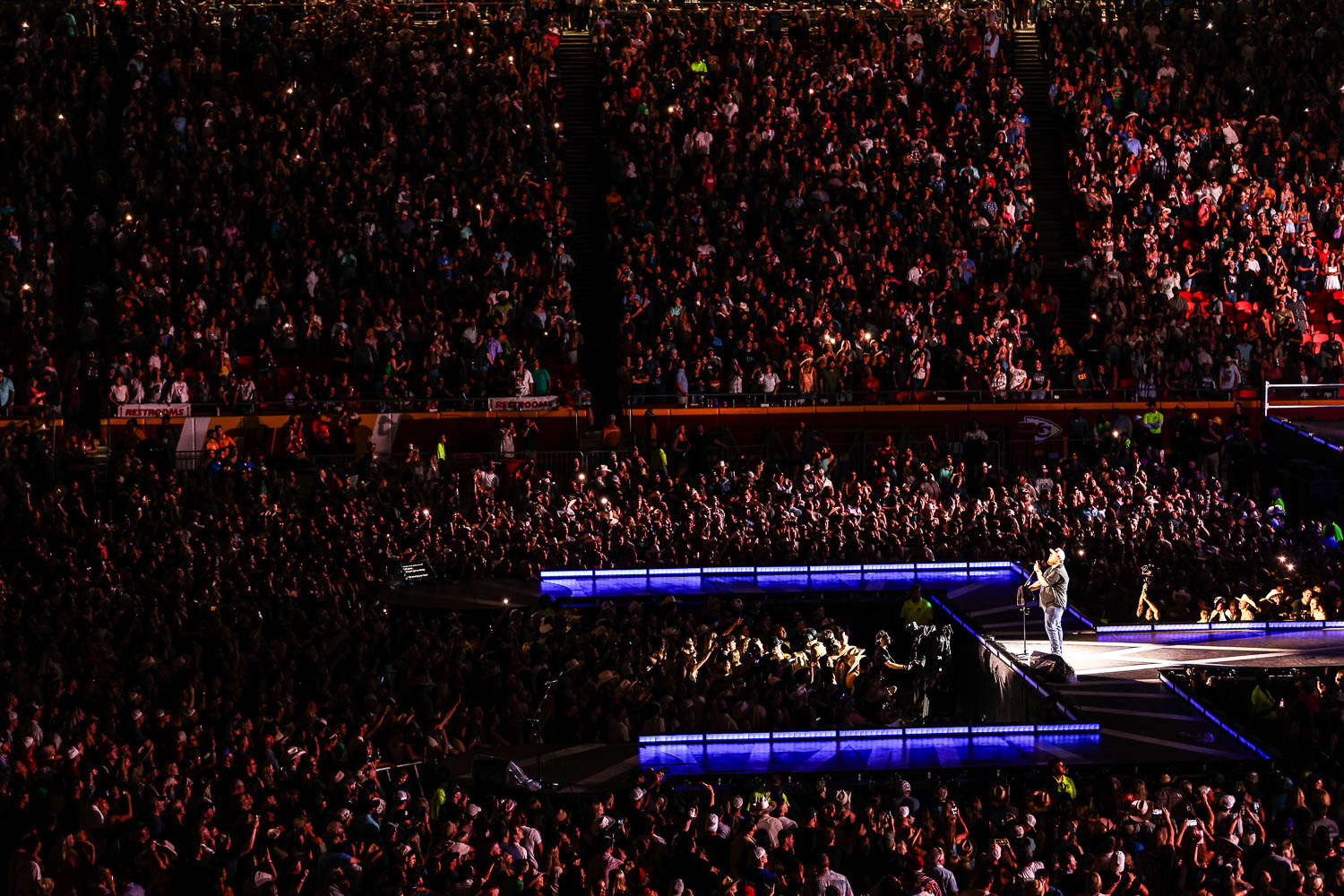 Luke Combs performing at GEHA Field at Arrowhead Stadium on Saturday, June 10, 2023.