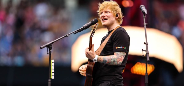 Ed Sheeran performing at GEHA Field at Arrowhead Stadium on Saturday, August 5, 2023.