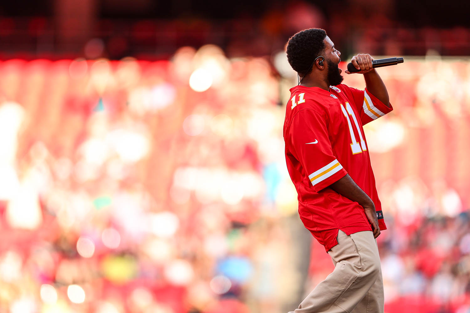 Khalid performing at GEHA Field at Arrowhead Stadium on Saturday, August 5, 2023.