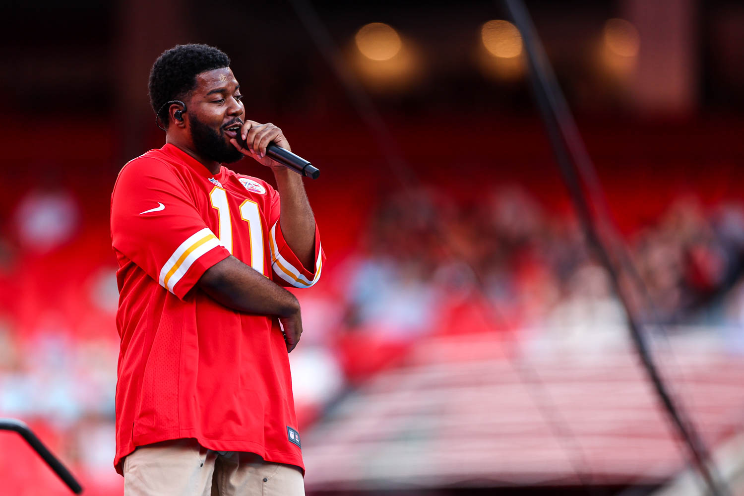 Khalid performing at GEHA Field at Arrowhead Stadium on Saturday, August 5, 2023.