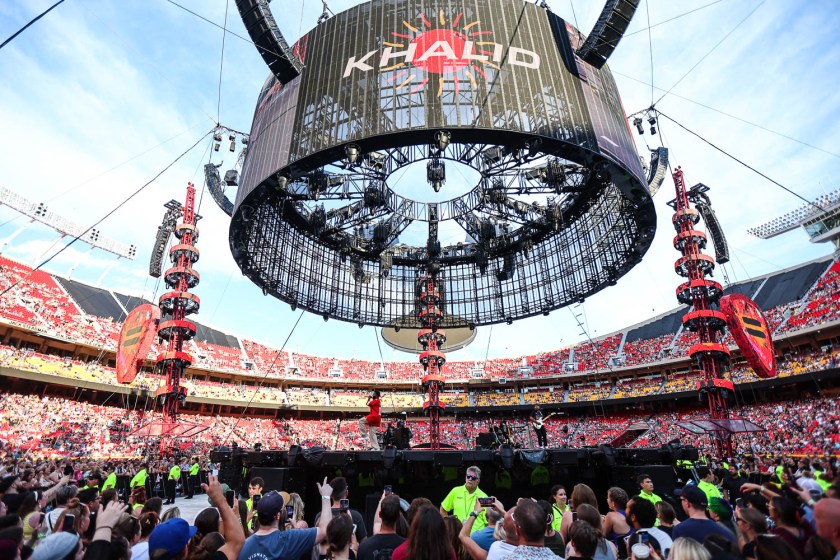 Khalid performing at GEHA Field at Arrowhead Stadium on Saturday, August 5, 2023.