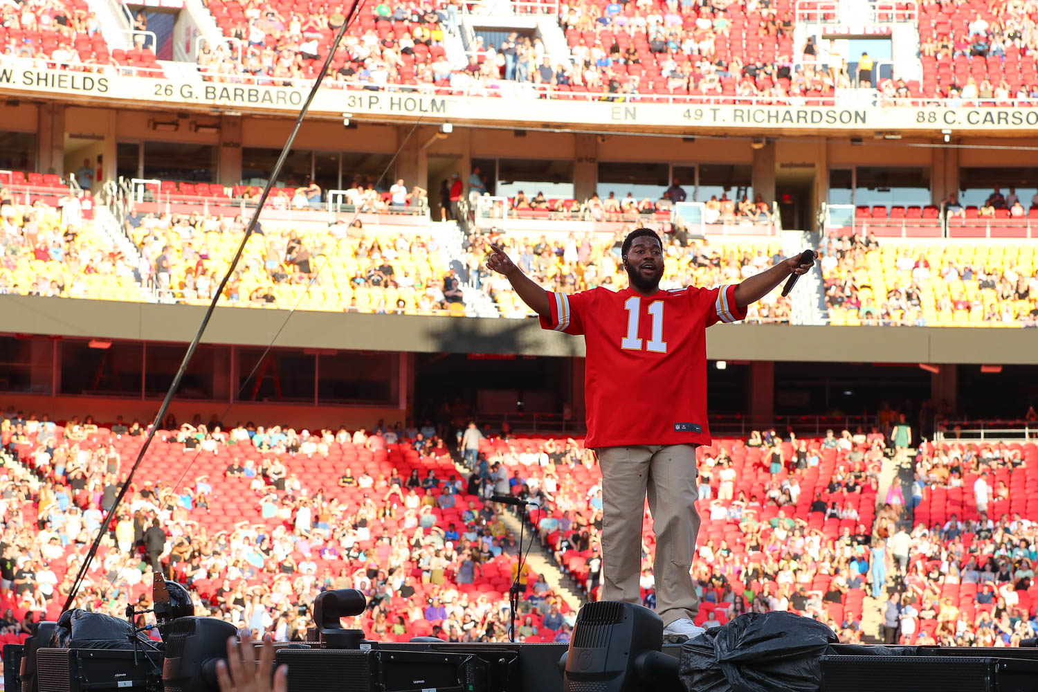 Khalid performing at GEHA Field at Arrowhead Stadium on Saturday, August 5, 2023.