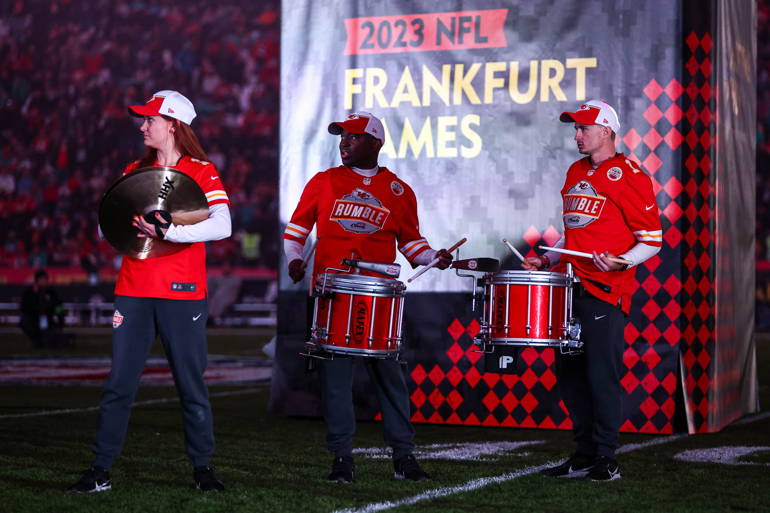 Rumble at the halftime performance during the week nine NFL football game against the Miami Dolphins, November 5, 2023 in Frankfurt, Germany.