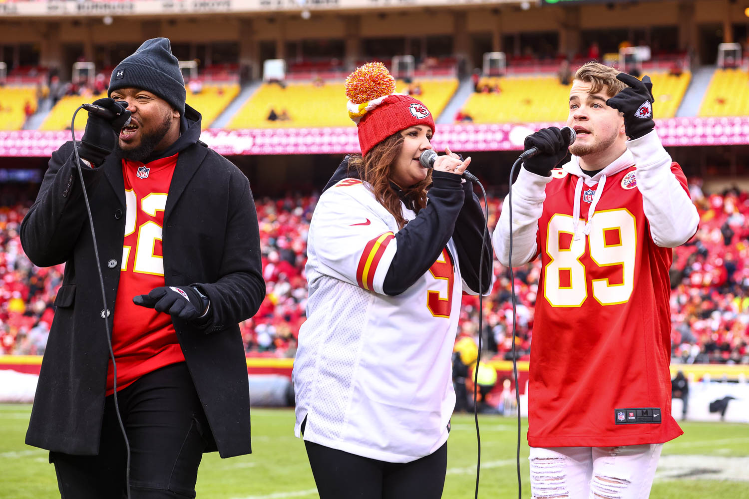 Bass Leroy Hyson, Alto Missy Melkonian, and Baritone Nick Zuelsdorf of The Trills