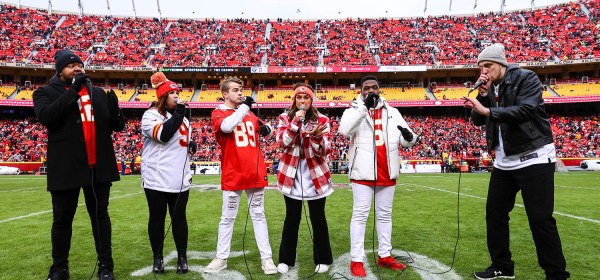 A Capella group The Trills performed at halftime during the NFL Week 16 matchup between the Kansas City Chiefs and the Las Vegas Raiders on December 25, 2023.