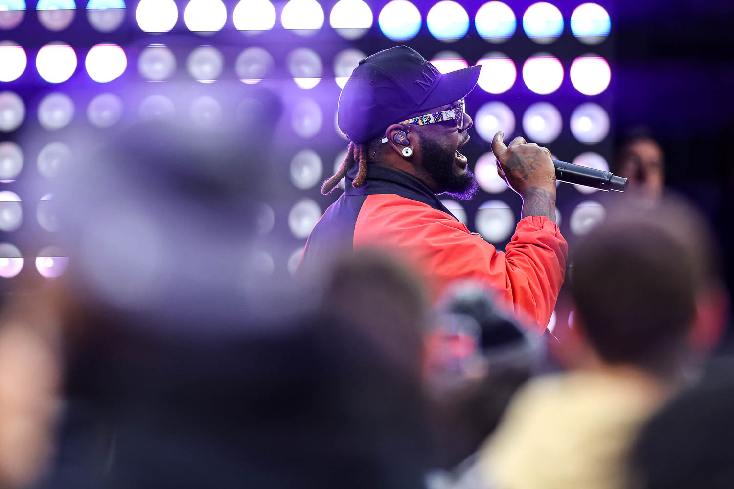 T-Pain performing at halftime during of AFC Championship Game between the Kansas City Chiefs and the Baltimore Ravens on Sunday, January 28, 2024 in Baltimore.