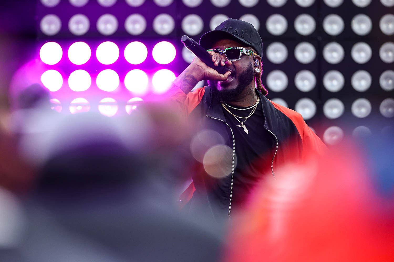 T-Pain performing at halftime during of AFC Championship Game between the Kansas City Chiefs and the Baltimore Ravens on Sunday, January 28, 2024 in Baltimore.