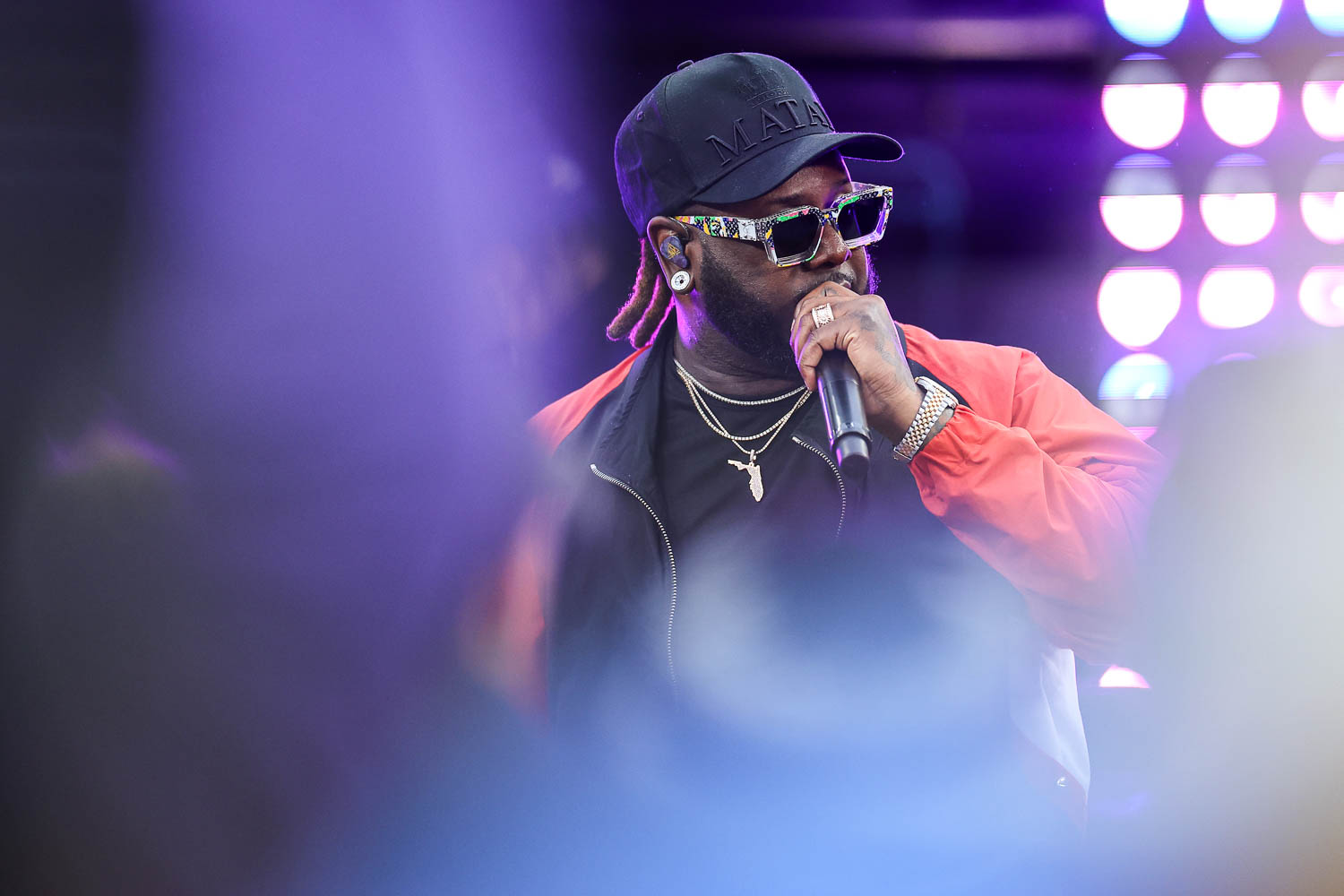 T-Pain performing at halftime during of AFC Championship Game between the Kansas City Chiefs and the Baltimore Ravens on Sunday, January 28, 2024 in Baltimore.