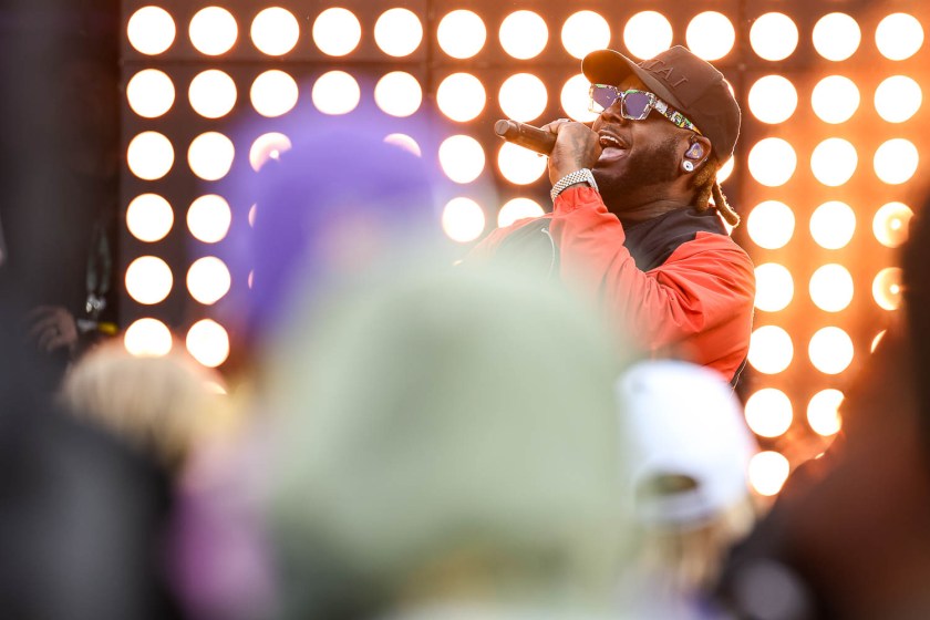 T-Pain performing at halftime during of AFC Championship Game between the Kansas City Chiefs and the Baltimore Ravens on Sunday, January 28, 2024 in Baltimore.