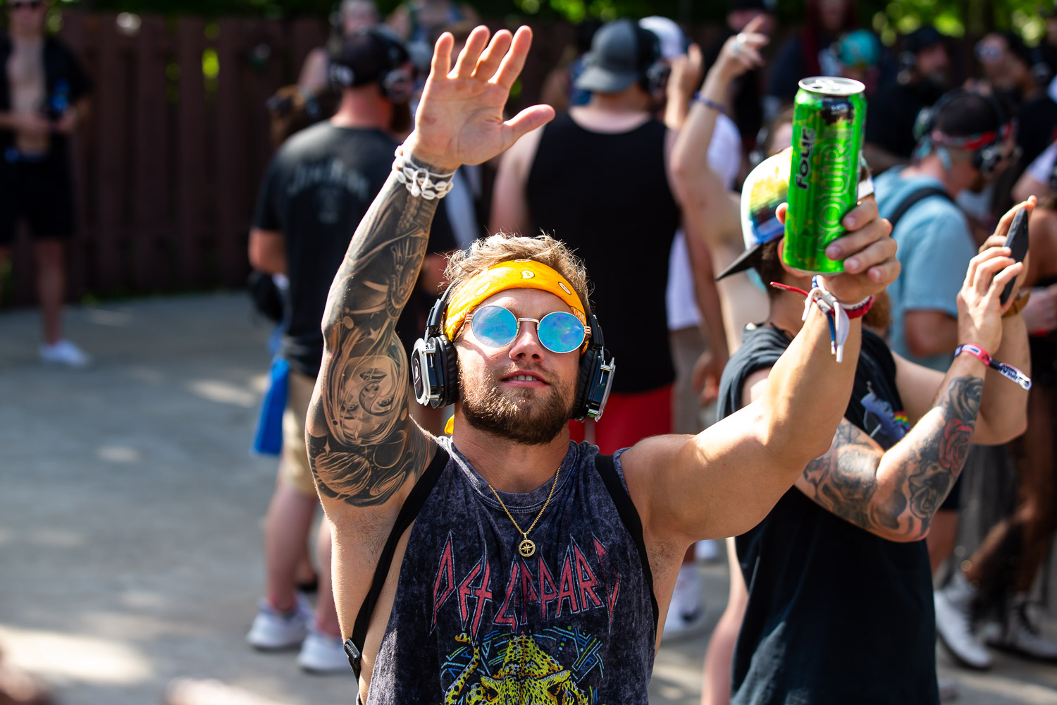 Guests enjoying the silent disco on day one of Breakaway Festival at Azura Amphitheater on August 5, 2022 in Bonner Springs, KS.