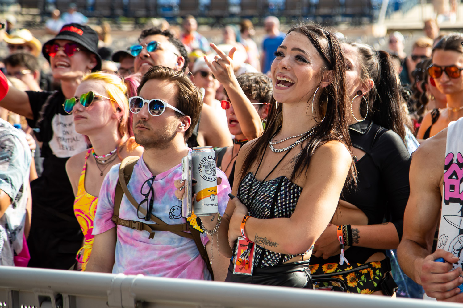 Guests watching Evan Giia performing on day one of Breakaway Festival at Azura Amphitheater on August 5, 2022 in Bonner Springs, KS.