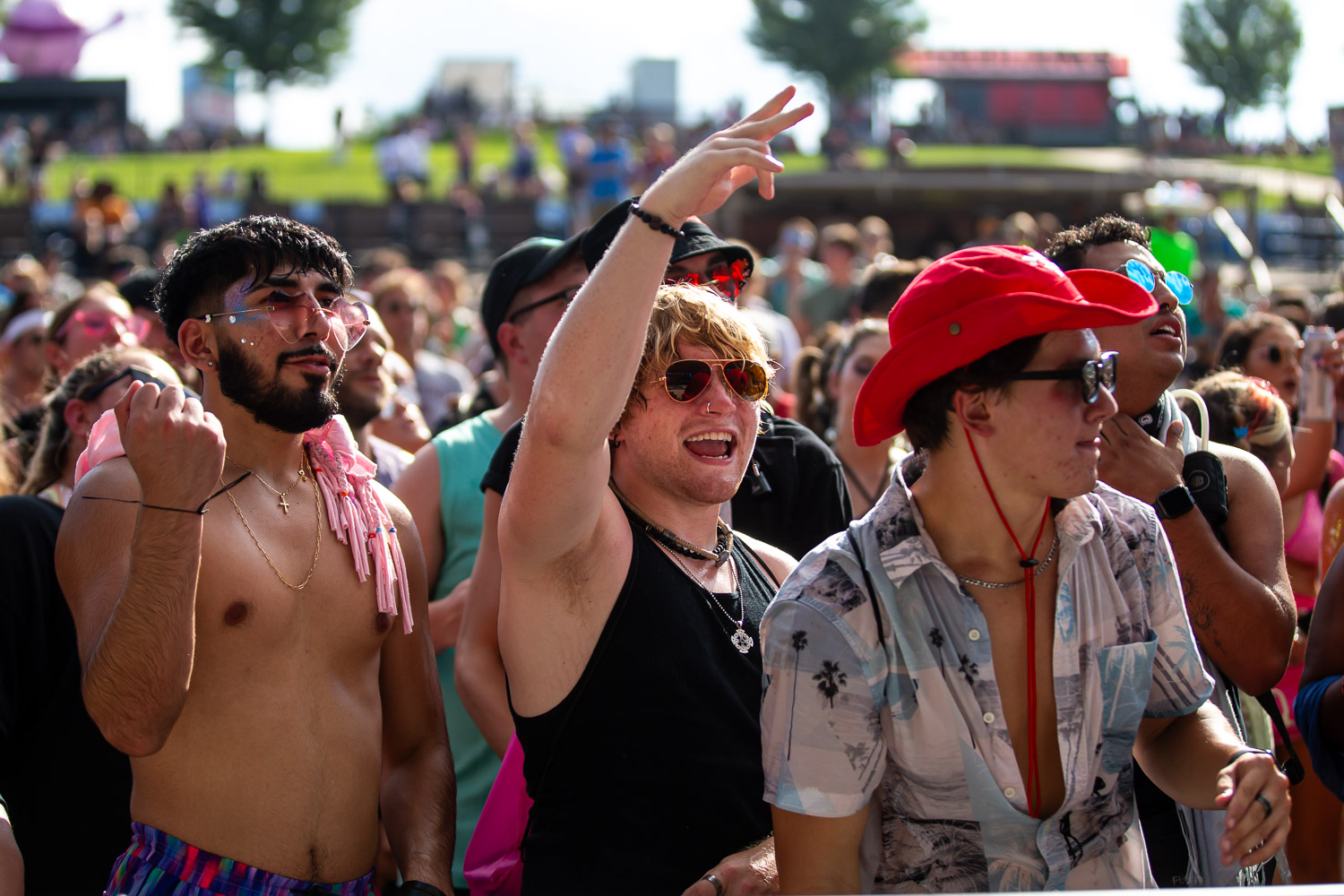 Guests watching Evan Giia performing on day one of Breakaway Festival at Azura Amphitheater on August 5, 2022 in Bonner Springs, KS.