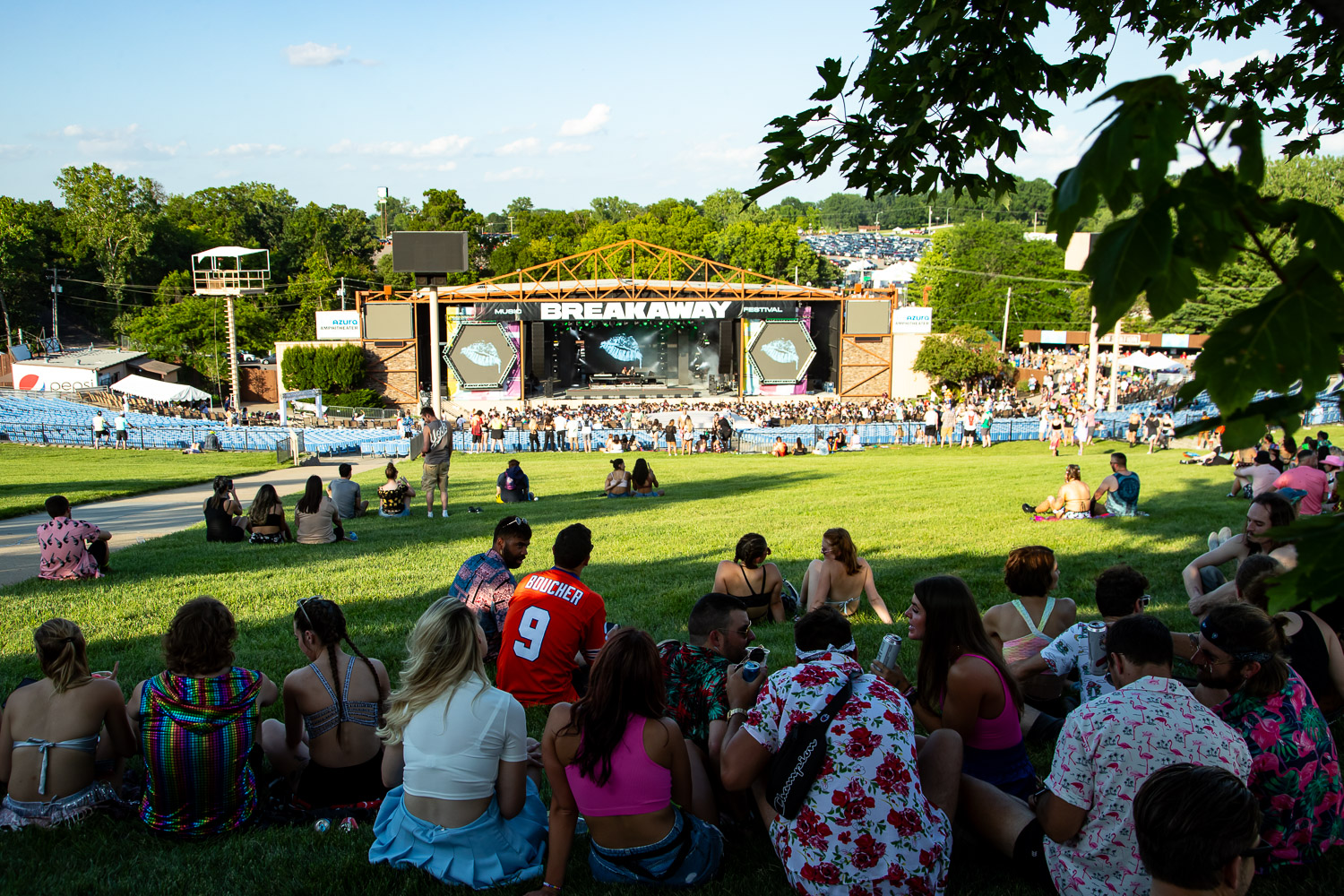 Guests watching the main stage from afar on day one of Breakaway Festival at Azura Amphitheater on August 5, 2022 in Bonner Springs, KS.