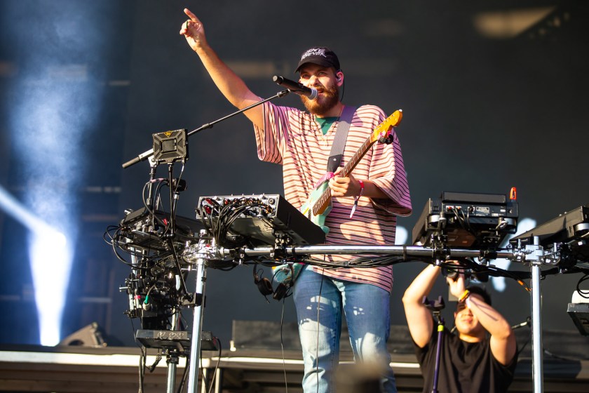 San Holo performing on day one of Breakaway Festival at Azura Amphitheater on August 5, 2022 in Bonner Springs, KS.