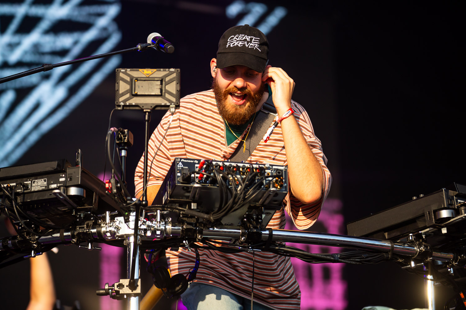 San Holo performing on day one of Breakaway Festival at Azura Amphitheater on August 5, 2022 in Bonner Springs, KS.