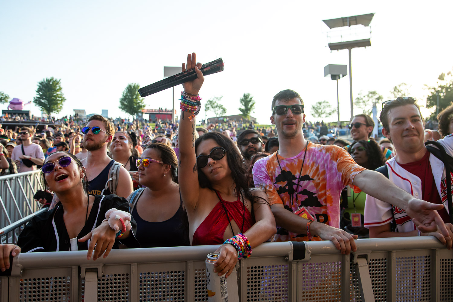 Guests watching San Holo performing on day one of Breakaway Festival at Azura Amphitheater on August 5, 2022 in Bonner Springs, KS.