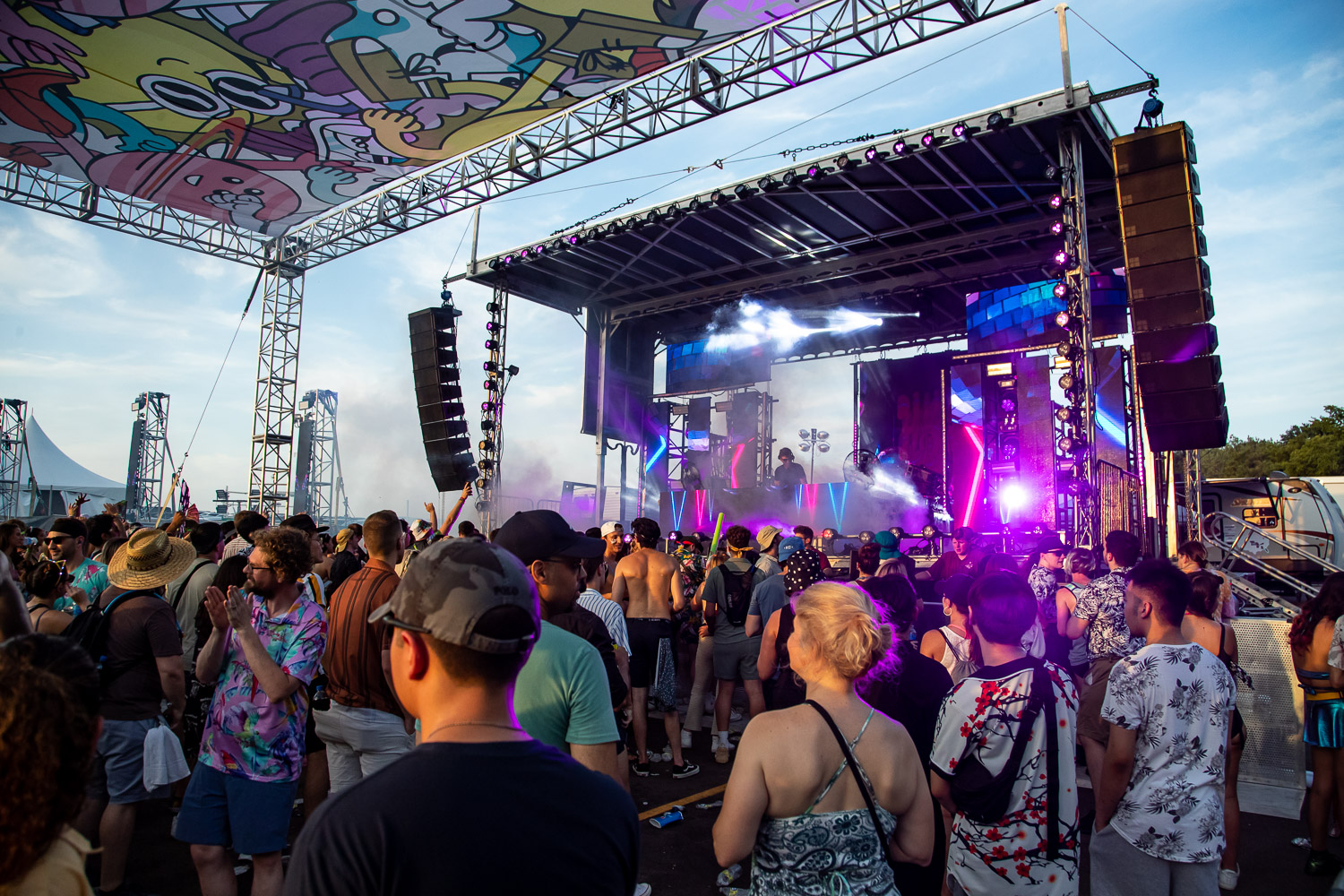 Guests watching Yung Bae perform on day two of Breakaway Festival at Azura Amphitheater on August 6, 2022 in Bonner Springs, KS.