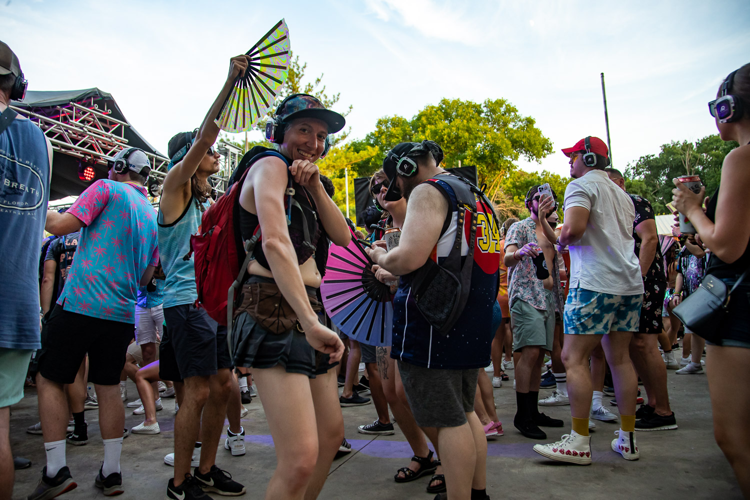 Guests enjoying the silent disco on day two of Breakaway Festival at Azura Amphitheater on August 6, 2022 in Bonner Springs, KS.