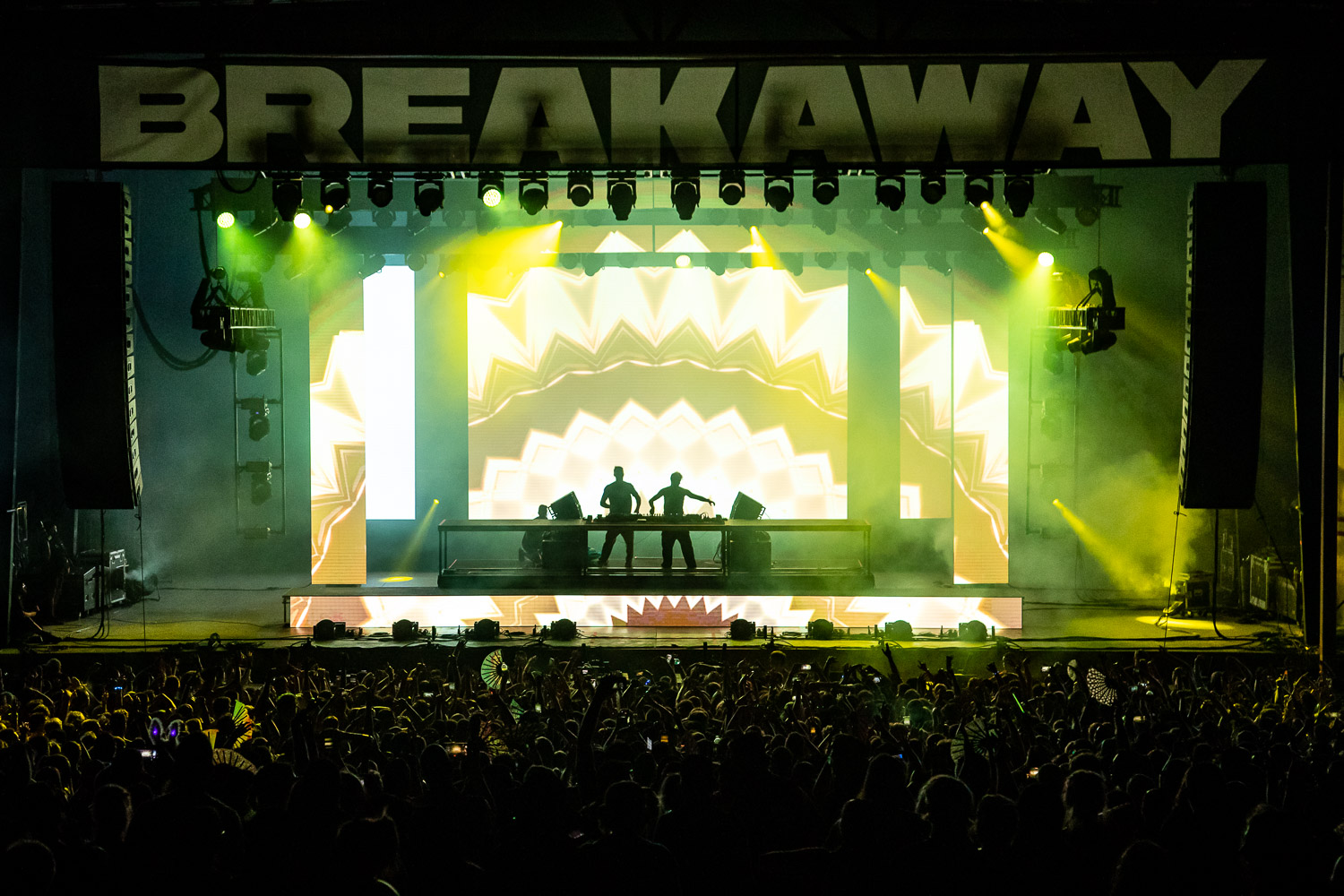 The Chainsmokers performing on day two of Breakaway Festival at Azura Amphitheater on August 6, 2022 in Bonner Springs, KS.