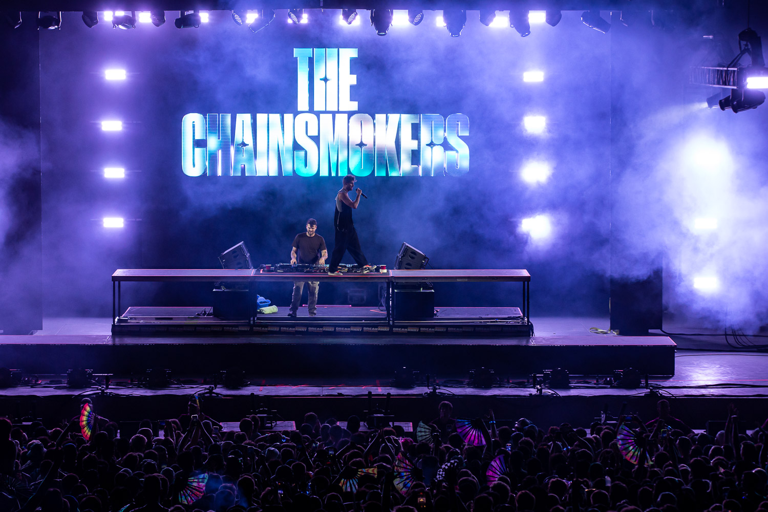 The Chainsmokers performing on day two of Breakaway Festival at Azura Amphitheater on August 6, 2022 in Bonner Springs, KS.
