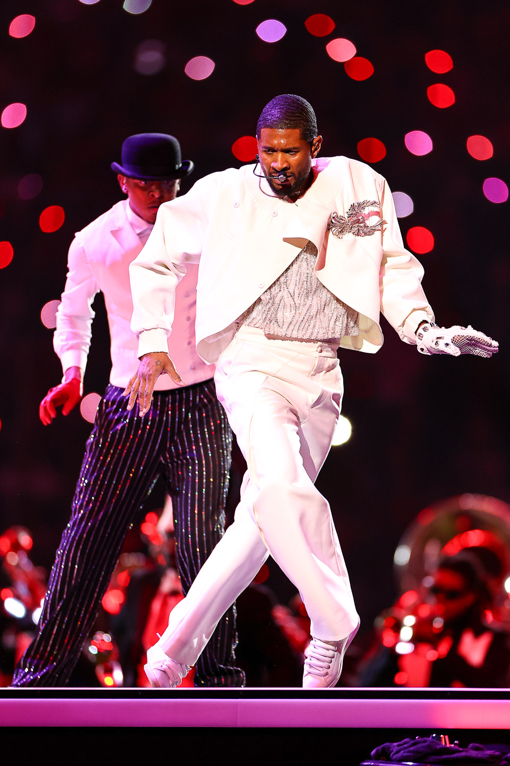 Usher performing during halftime of the NFL Super Bowl 58 football game between the Kansas City Chiefs and the San Francisco 49ers, Sunday, Feb. 11, 2024, in Las Vegas.