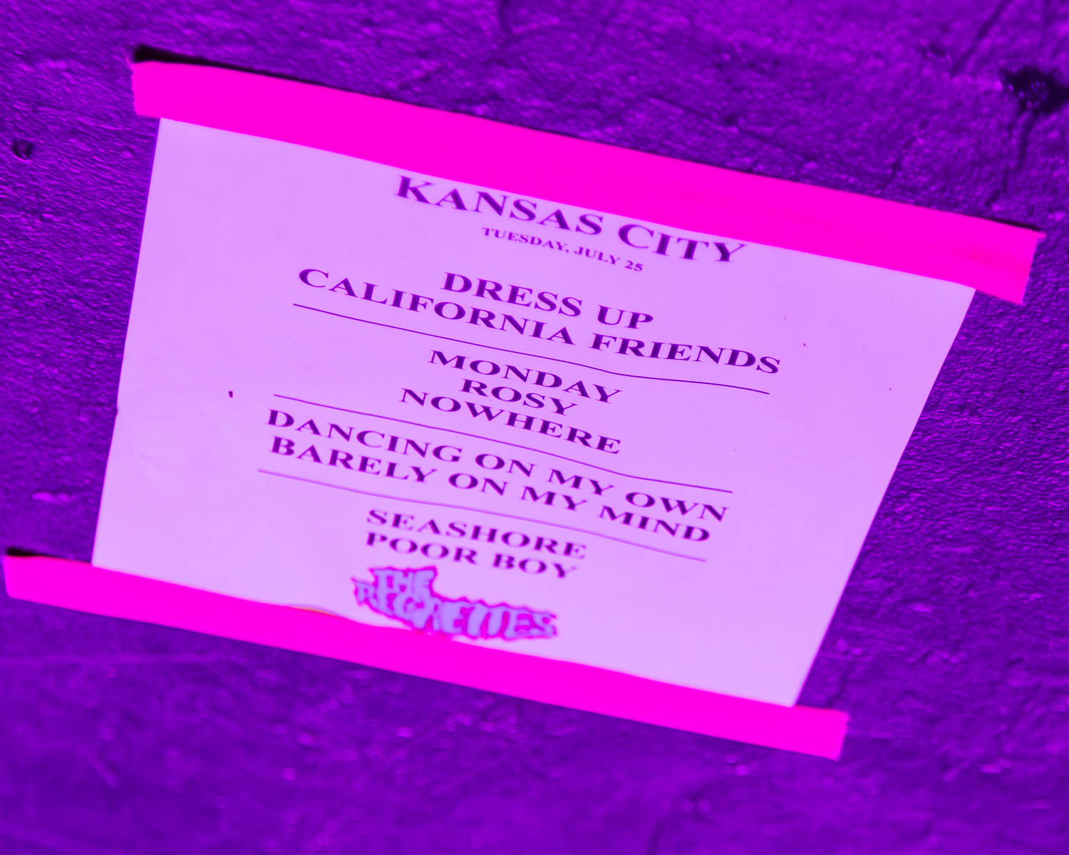 Regrettes setlist at Uptown Theater in Kansas City, Missouri on July 25, 2023