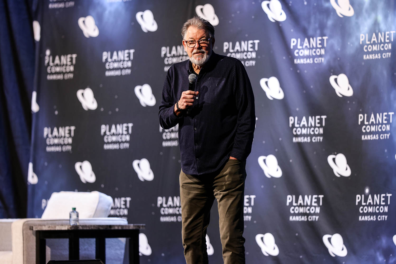 Jonathan Frakes during a panel on Saturday at the 2023 Planet Comicon in Kansas City, Missouri on March 18, 2023.