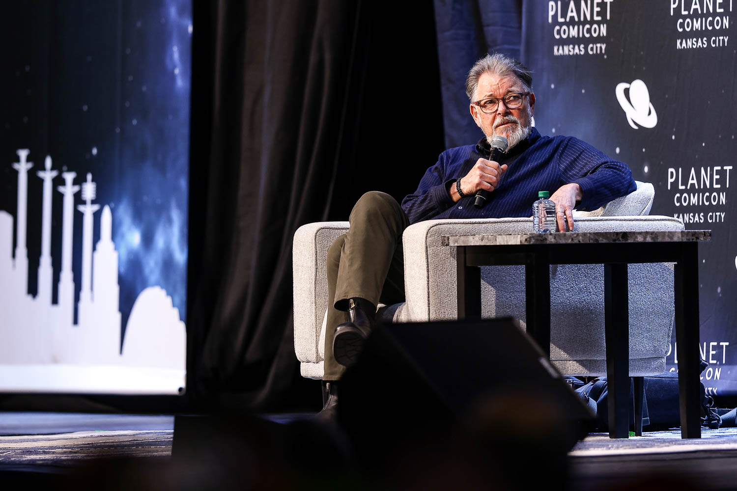 Jonathan Frakes during a panel on Saturday at the 2023 Planet Comicon in Kansas City, Missouri on March 18, 2023.