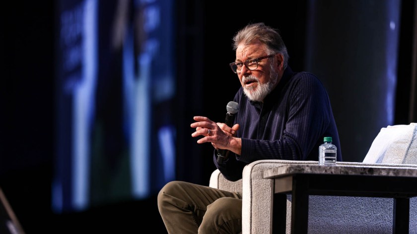 Jonathan Frakes during a panel on Saturday at the 2023 Planet Comicon in Kansas City, Missouri on March 18, 2023.