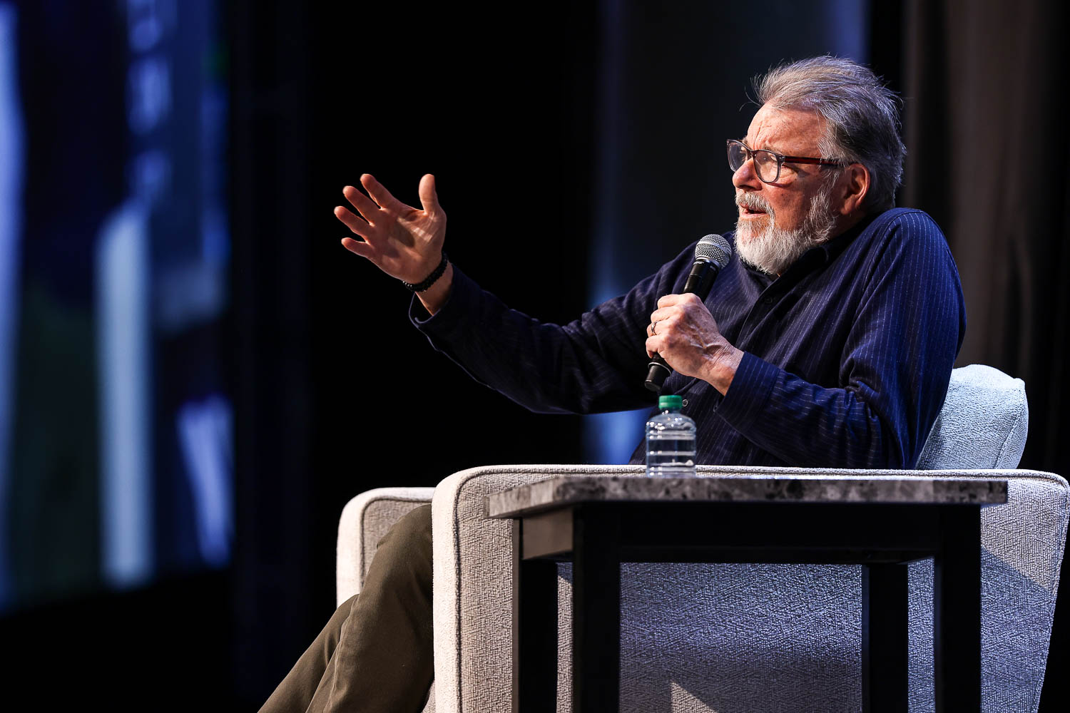 Jonathan Frakes during a panel on Saturday at the 2023 Planet Comicon in Kansas City, Missouri on March 18, 2023.