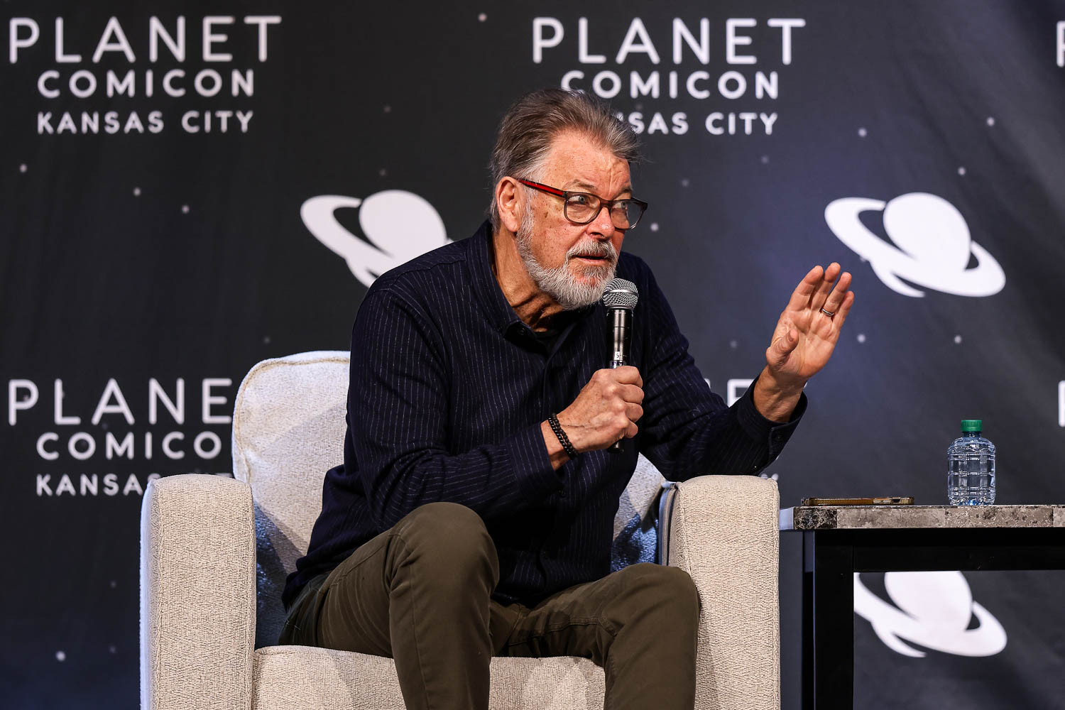 Jonathan Frakes during a panel on Saturday at the 2023 Planet Comicon in Kansas City, Missouri on March 18, 2023.