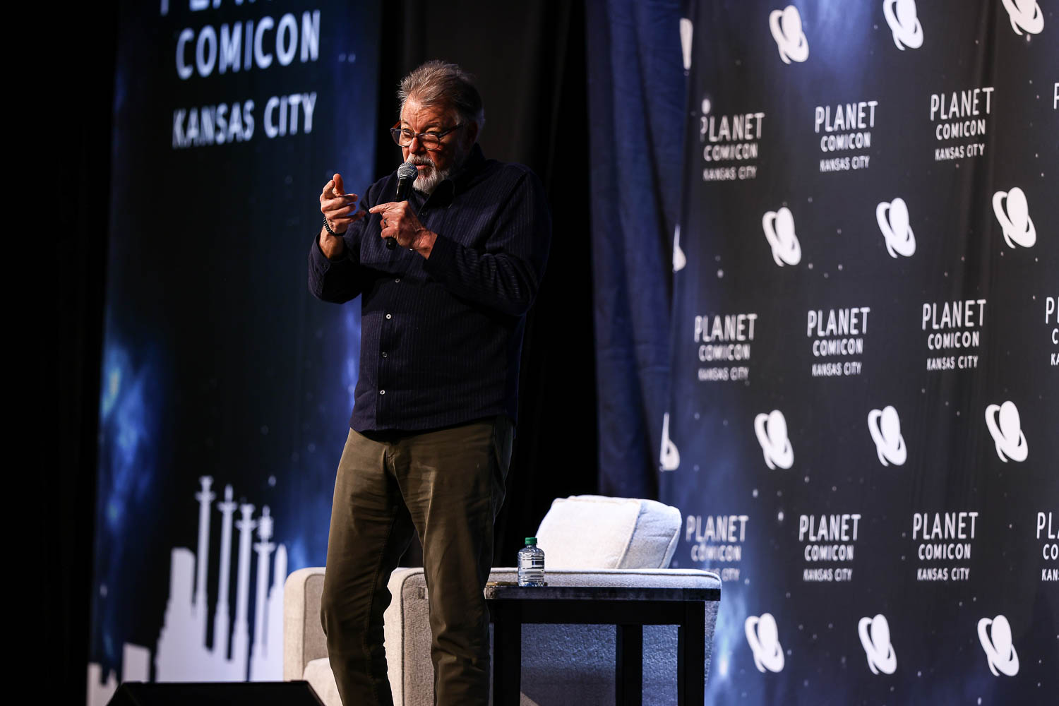 Jonathan Frakes during a panel on Saturday at the 2023 Planet Comicon in Kansas City, Missouri on March 18, 2023.