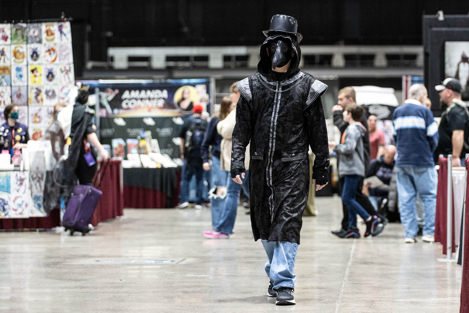 A plague doctor cosplayer on Saturday at the 2023 Planet Comicon in Kansas City, Missouri on March 18, 2023.