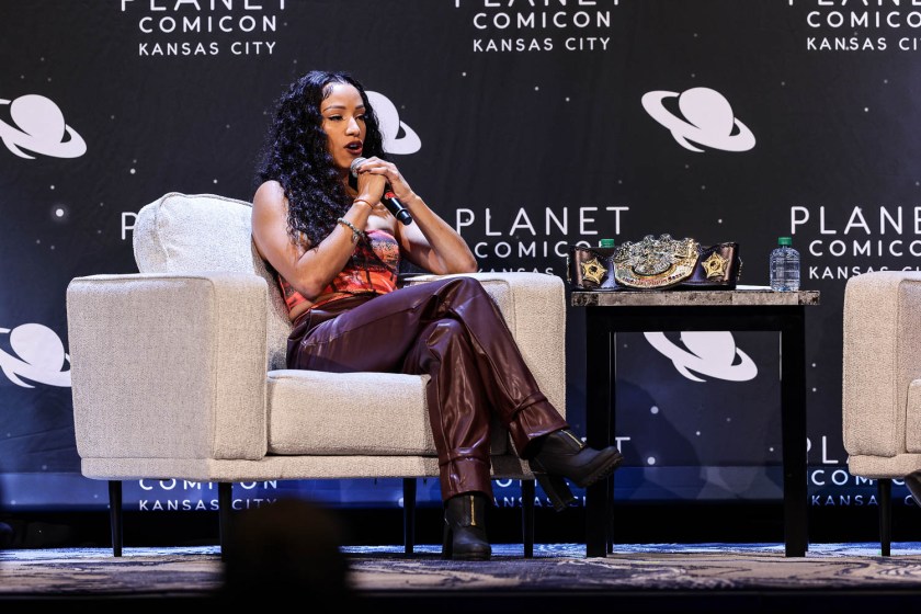 Planet Comicon KC Celebrity Stage: Mercedes Moné (Mercedes Justine Kaestner-Varnado) on Saturday at the 2023 Planet Comicon in Kansas City, Missouri on March 18, 2023.