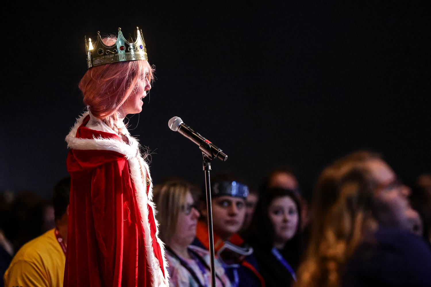 Guests observing Jonathan Frakes during a panel on Saturday at the 2023 Planet Comicon in Kansas City, Missouri on March 18, 2023.