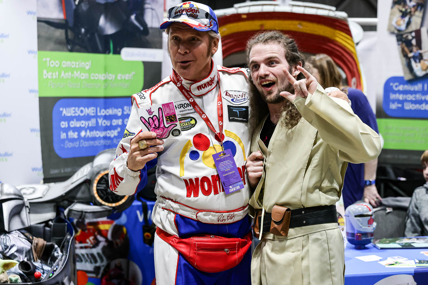 Ricky Bobby from Talladega Nights cosplayer on Saturday at the 2023 Planet Comicon in Kansas City, Missouri on March 18, 2023.