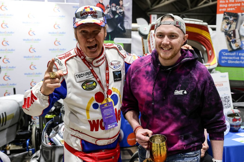 Ricky Bobby from Talladega Nights cosplayer on Saturday at the 2023 Planet Comicon in Kansas City, Missouri on March 18, 2023.